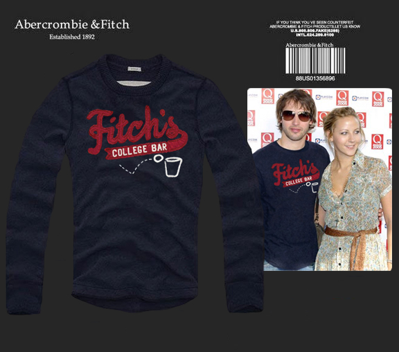 Abercrombie Fitch Hombres De Cuello Redondo Con Gente Fotos Largo Remera AF5995